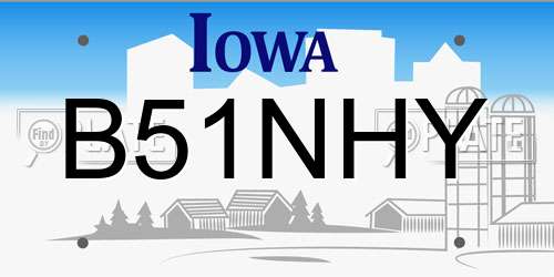 B51NHY Iowa License Plate