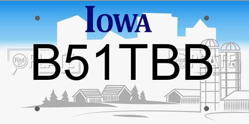 B51TBB Iowa License Plate
