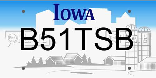 B51TSB Iowa License Plate