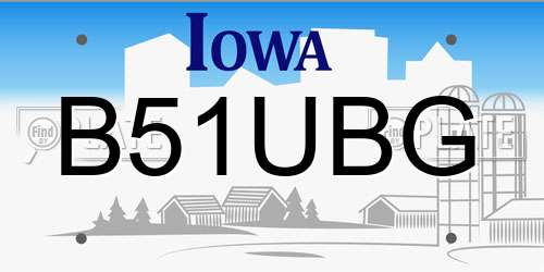 B51UBG Iowa License Plate