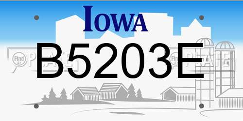 B5203E Iowa License Plate