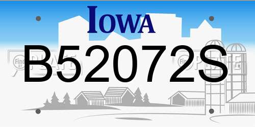 B52072S Iowa License Plate