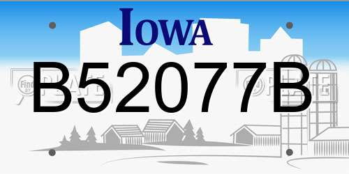 B52077B Iowa License Plate