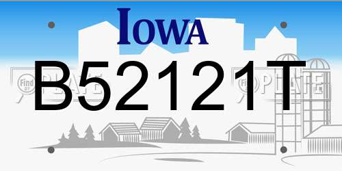 B52121T Iowa License Plate