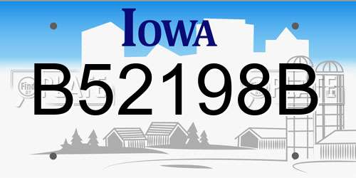 B52198B Iowa License Plate