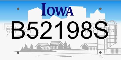 B52198S Iowa License Plate