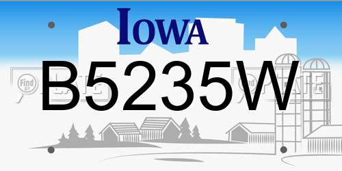 B5235W Iowa License Plate