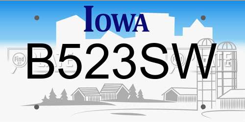 B523SW Iowa License Plate