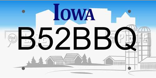 B52BBQ Iowa License Plate
