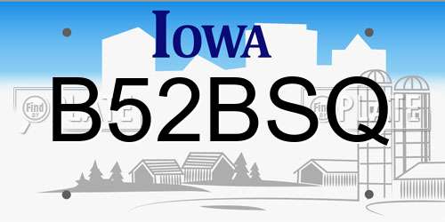B52BSQ Iowa License Plate