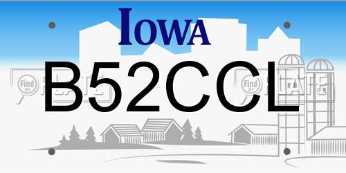 B52CCL Iowa License Plate