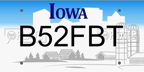 B52FBT Iowa License Plate