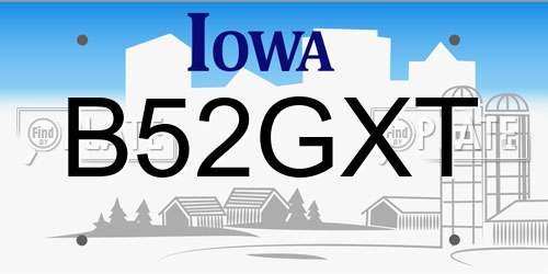 B52GXT Iowa License Plate