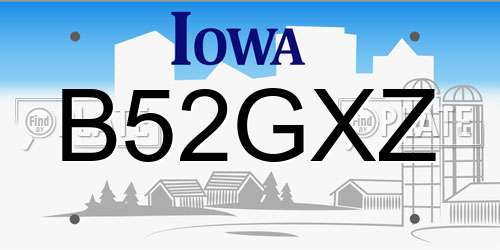 B52GXZ Iowa License Plate