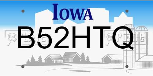 B52HTQ Iowa License Plate