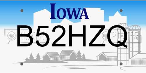 B52HZQ Iowa License Plate