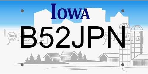 B52JPN Iowa License Plate