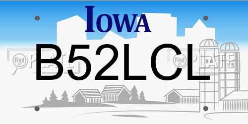 B52LCL Iowa License Plate