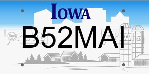 B52MAI Iowa License Plate