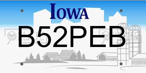 B52PEB Iowa License Plate