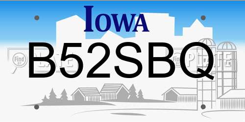 B52SBQ Iowa License Plate