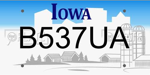 B537UA Iowa License Plate