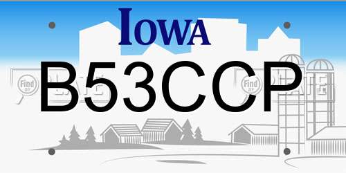 B53CCP Iowa License Plate
