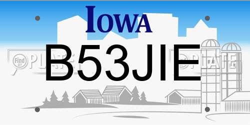 B53JIE Iowa License Plate