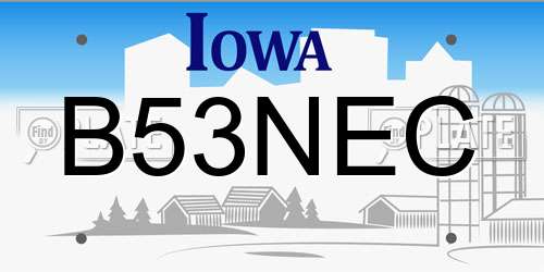 B53NEC Iowa License Plate