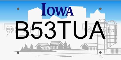 B53TUA Iowa License Plate