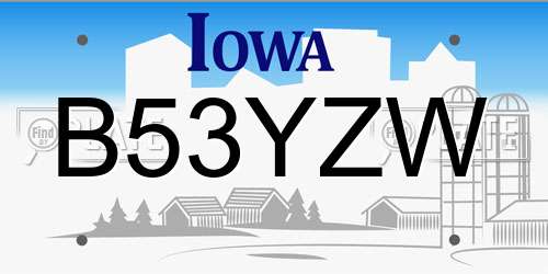 B53YZW Iowa License Plate