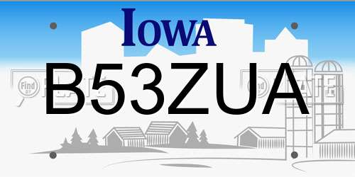 B53ZUA Iowa License Plate