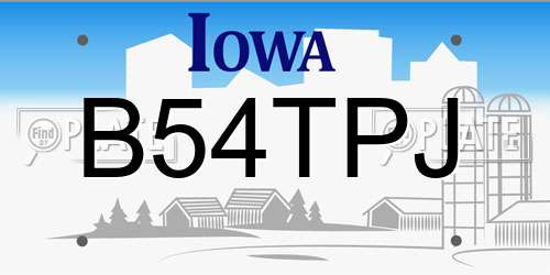 B54TPJ Iowa License Plate