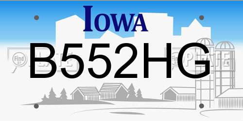 B552HG Iowa License Plate