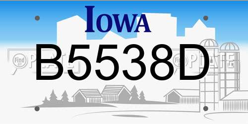 B5538D Iowa License Plate