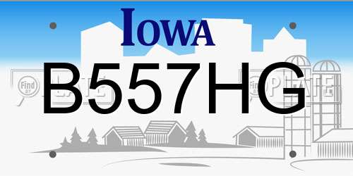 B557HG Iowa License Plate