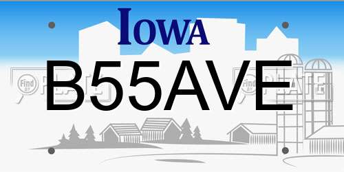 B55AVE Iowa License Plate
