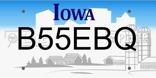 B55EBQ Iowa License Plate