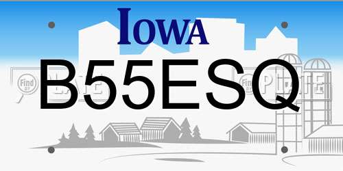 B55ESQ Iowa License Plate