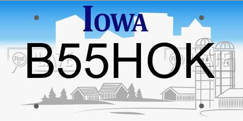 B55HOK Iowa License Plate