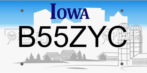 B55ZYC Iowa License Plate