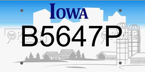 B5647P Iowa License Plate