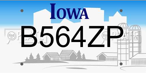 B564ZP Iowa License Plate