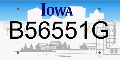 B56551G Iowa License Plate