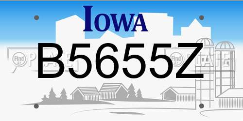 B5655Z Iowa License Plate