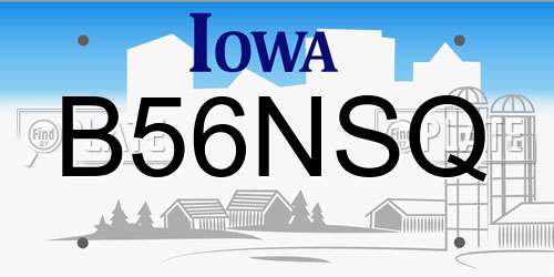 B56NSQ Iowa License Plate