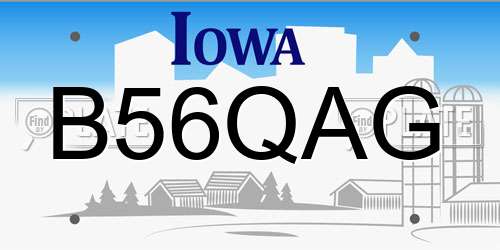 B56QAG Iowa License Plate