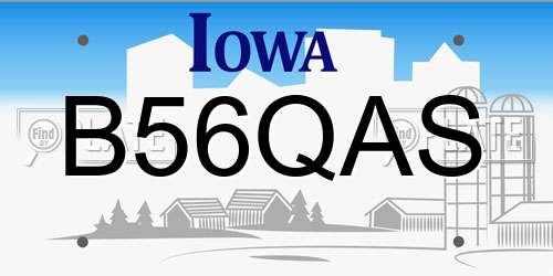 B56QAS Iowa License Plate