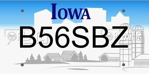 B56SBZ Iowa License Plate