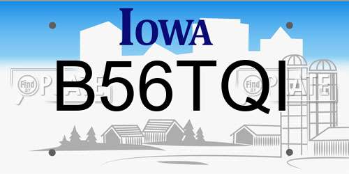 B56TQI Iowa License Plate